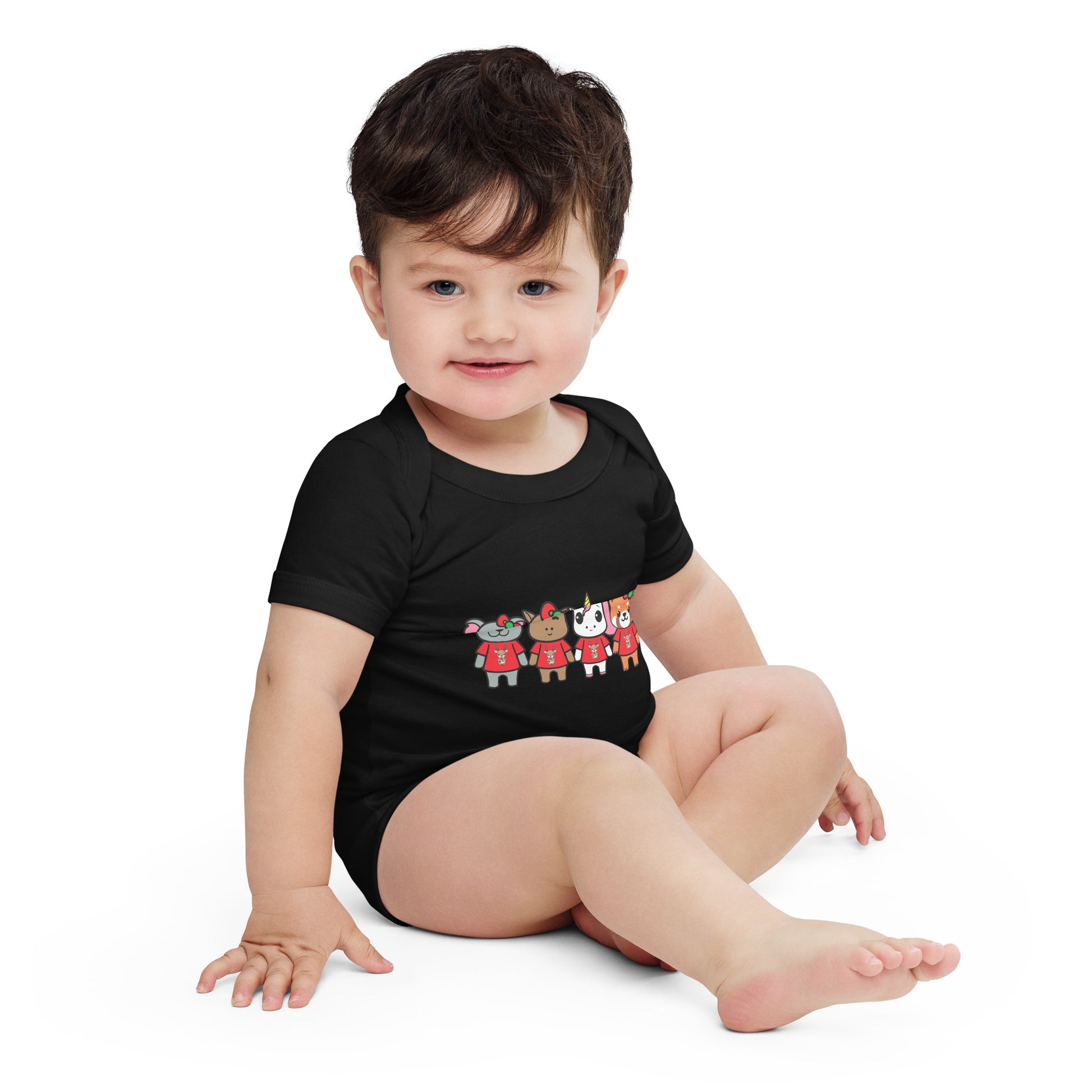 Lil Cappy and Friends Holiday Baby short sleeve one piece - Premium  from Wanna Freestyle Designs - Just $20! Shop now at Wanna Freestyle Designs