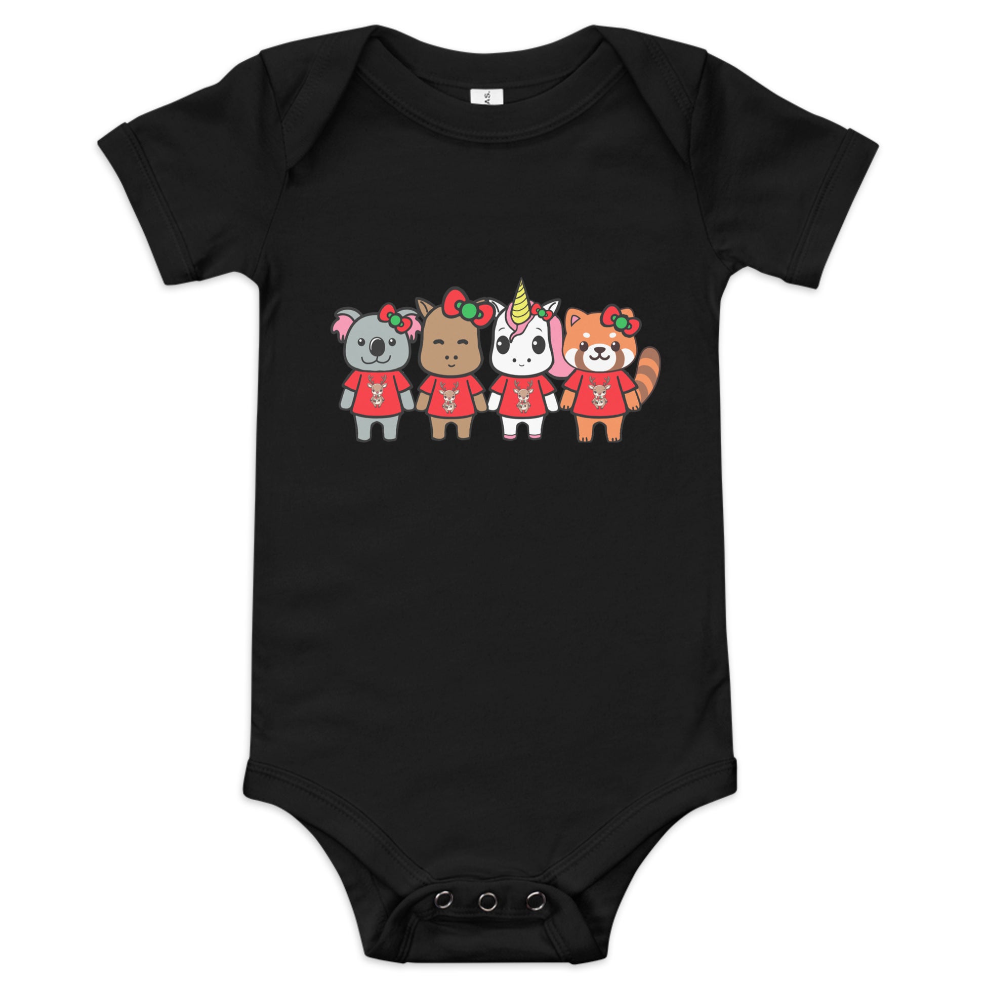 Lil Cappy and Friends Holiday Baby short sleeve one piece - Premium  from Wanna Freestyle Designs - Just $20! Shop now at Wanna Freestyle Designs