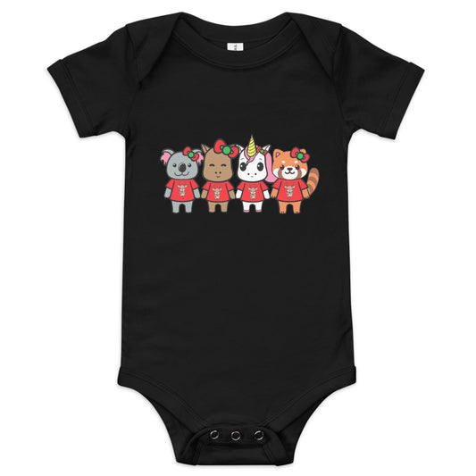 Lil Cappy and Friends Holiday Baby short sleeve one piece - Premium  from Wanna Freestyle Designs - Just $20! Shop now at Wanna Freestyle Designs