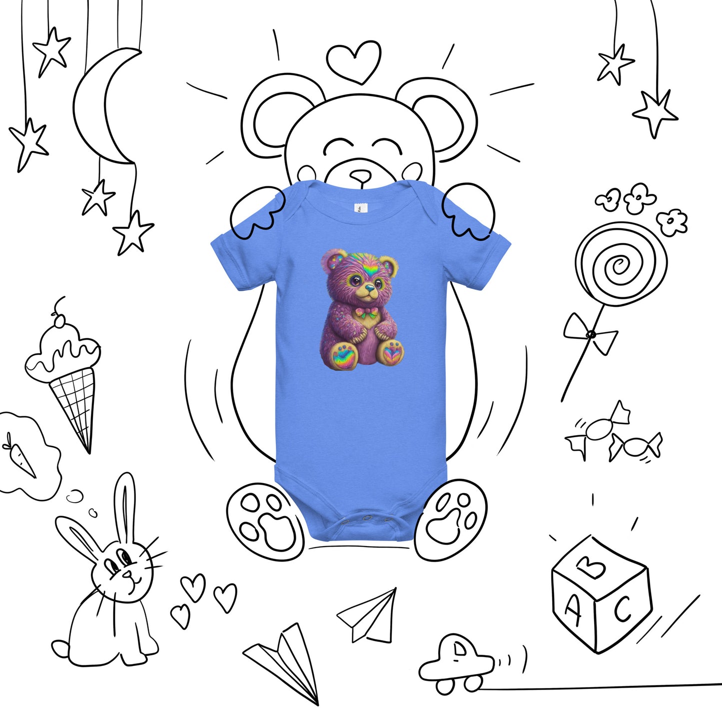 Rainbow Bear Baby short sleeve one piece - Premium T-Shirt from Wanna Freestyle Designs - Just $19.99! Shop now at Wanna Freestyle Designs