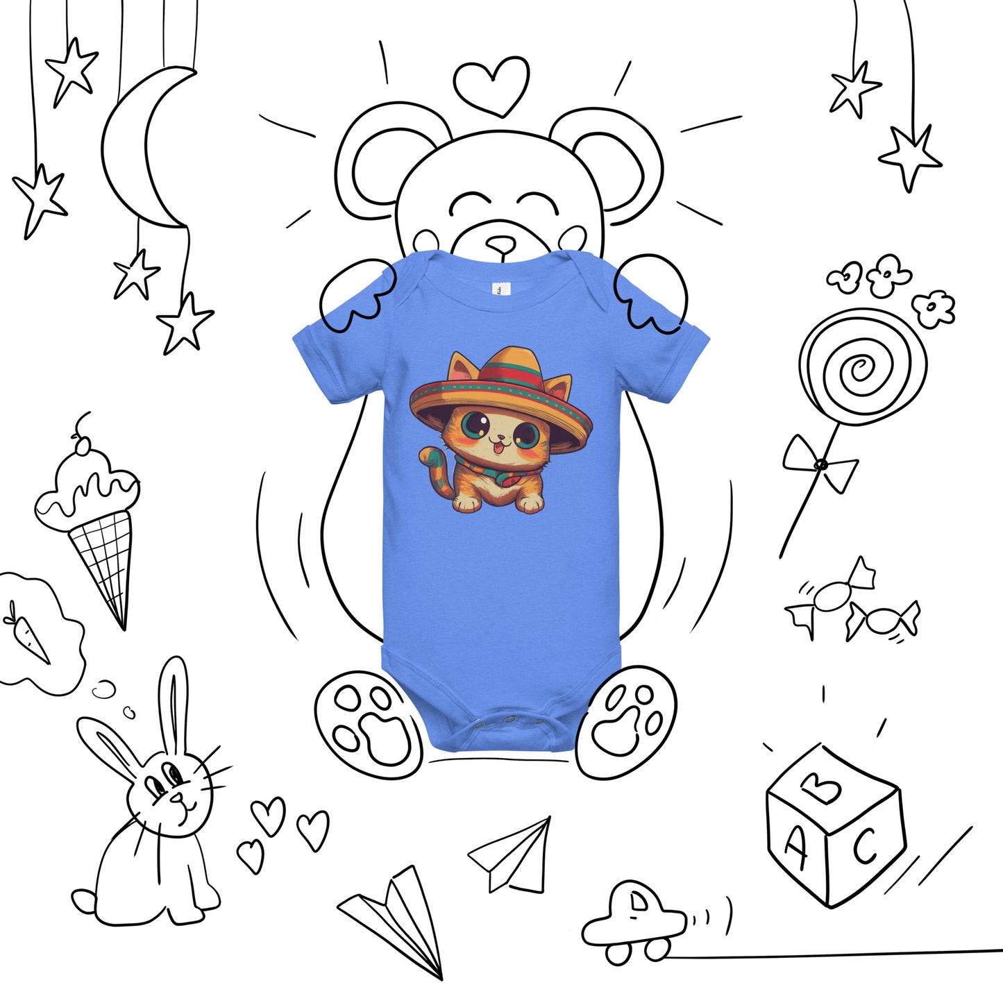 Sombrero Kitty Baby short sleeve one piece - Premium T-Shirt from Wanna Freestyle Designs - Just $19.99! Shop now at Wanna Freestyle Designs