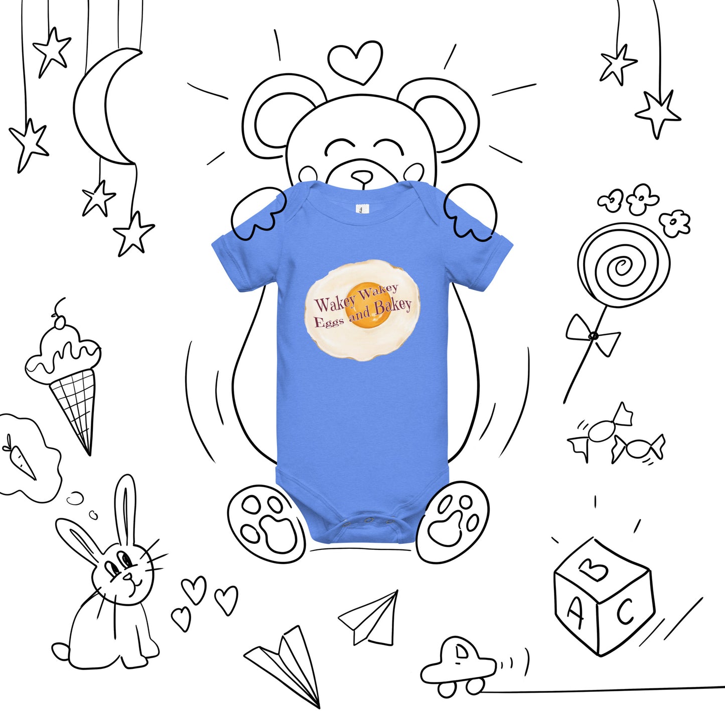 Wakey Wakey Eggs and Bakey Baby short sleeve one piece - Premium T-Shirt from Wanna Freestyle Designs - Just $19.99! Shop now at Wanna Freestyle Designs