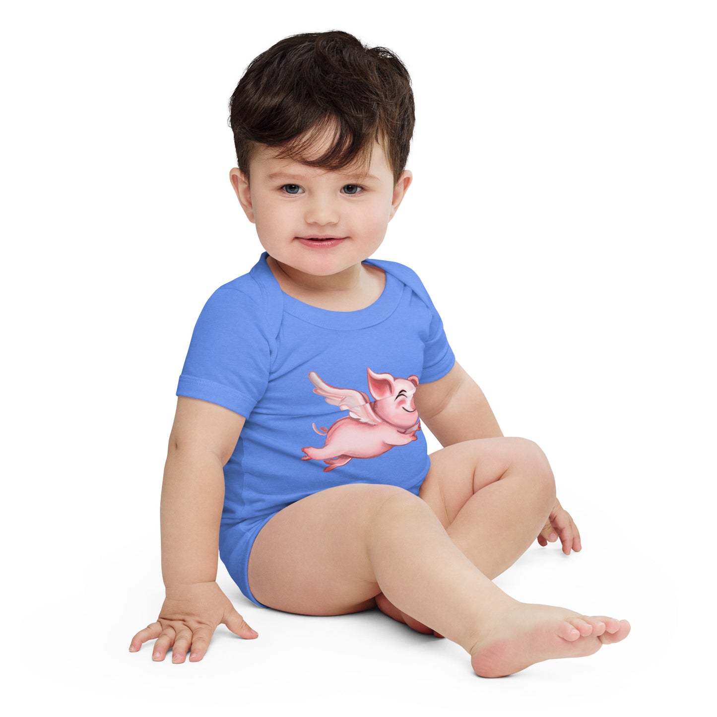 Flying Pig Baby short sleeve one piece - Premium T-Shirt from Wanna Freestyle Designs - Just $19.99! Shop now at Wanna Freestyle Designs