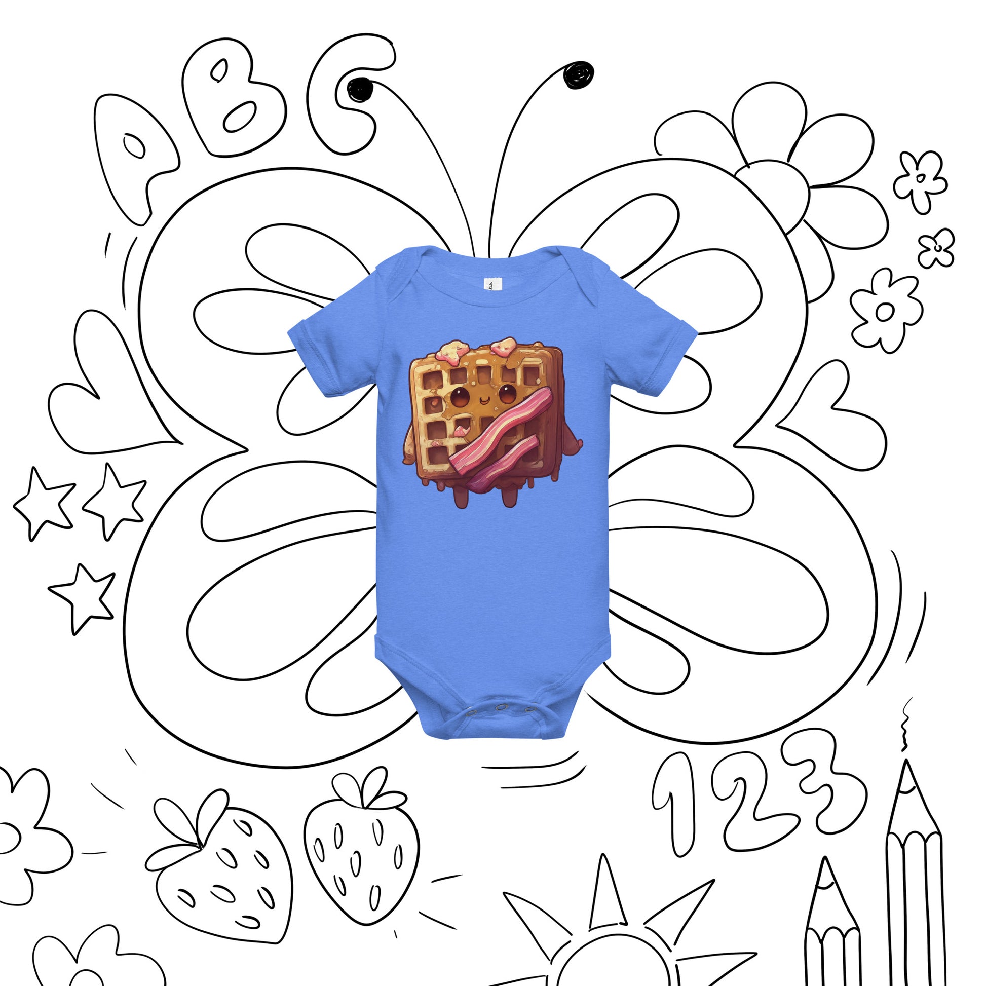 Kawaii Waffle Breakfast Baby short sleeve one piece - Premium T-Shirt from Wanna Freestyle Designs - Just $19.99! Shop now at Wanna Freestyle Designs