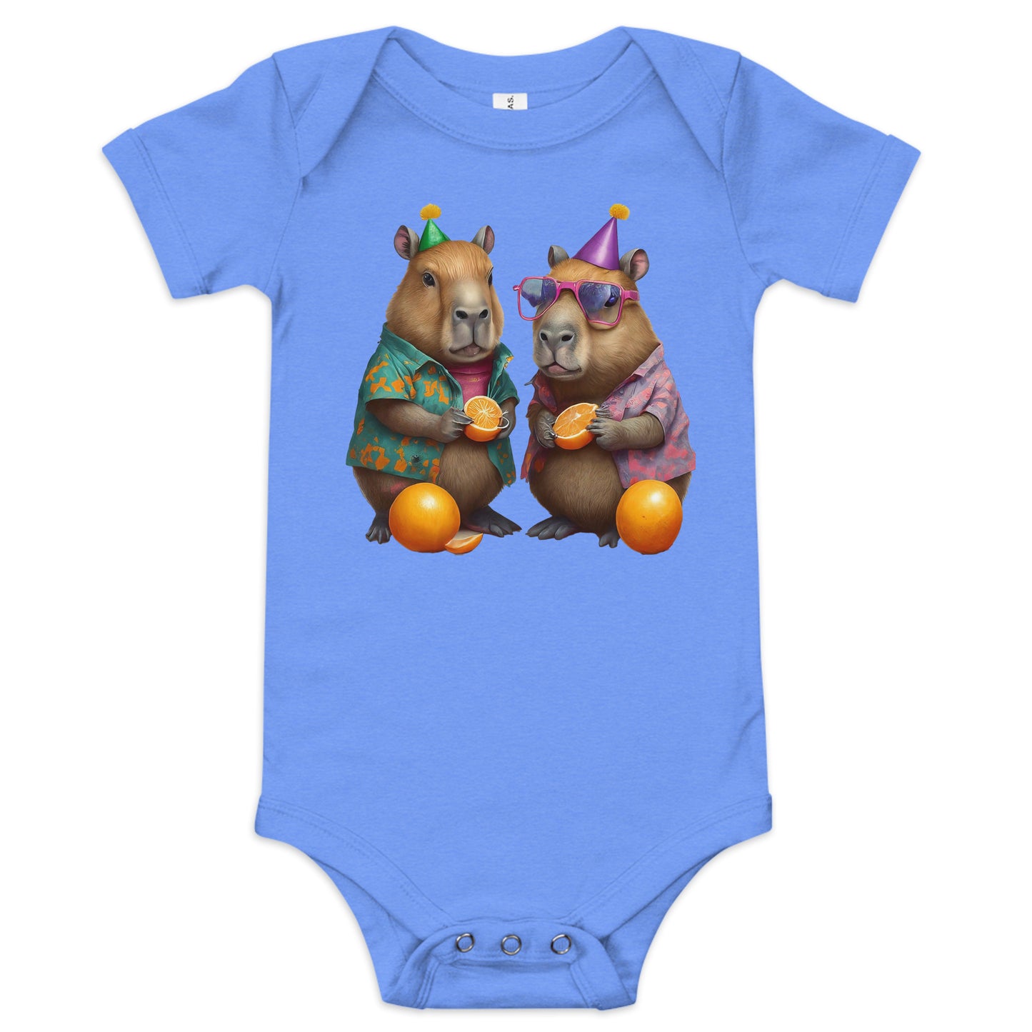 Capybara Party 3 Baby short sleeve one piece - Premium T-Shirt from Wanna Freestyle Designs - Just $19.99! Shop now at Wanna Freestyle Designs