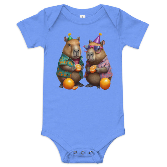 Capybara Party 3 Baby short sleeve one piece - Premium T-Shirt from Wanna Freestyle Designs - Just $19.99! Shop now at Wanna Freestyle Designs