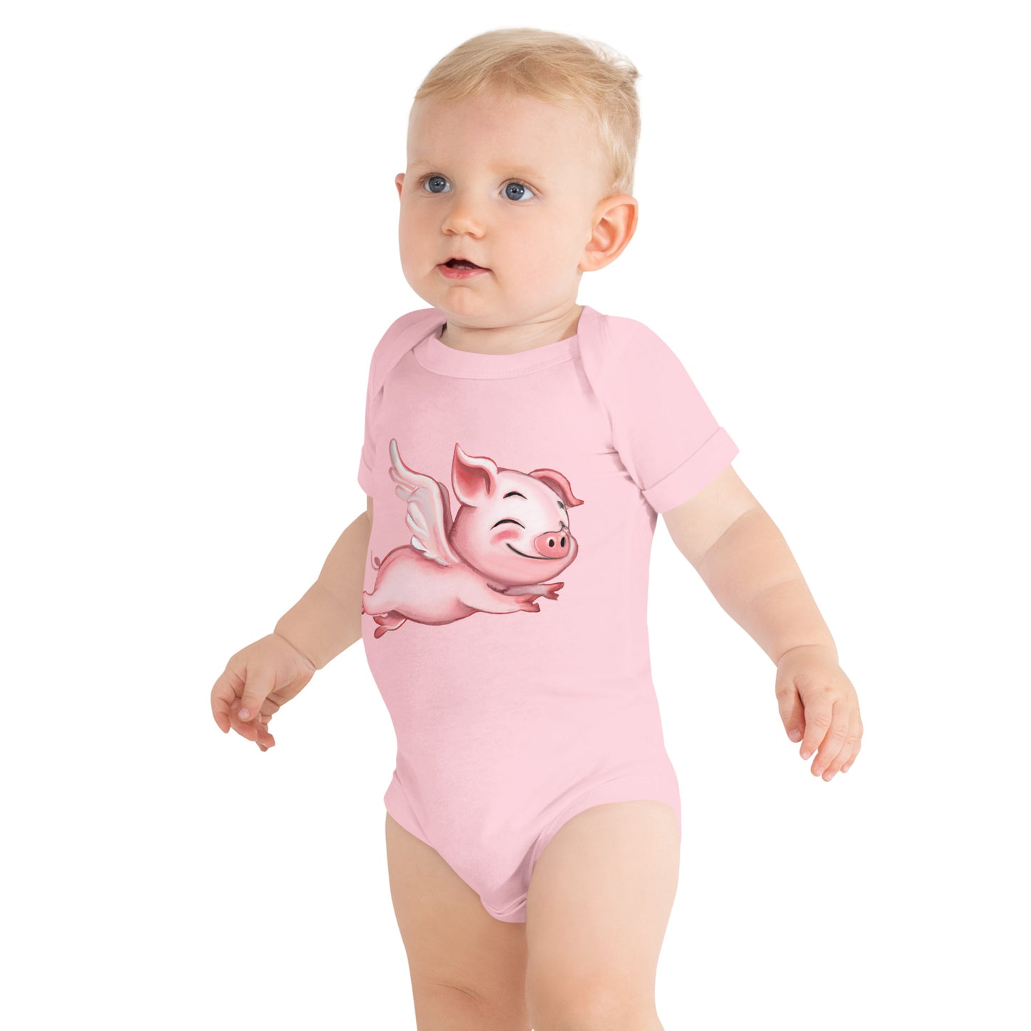 Flying Pig Baby short sleeve one piece - Premium T-Shirt from Wanna Freestyle Designs - Just $19.99! Shop now at Wanna Freestyle Designs