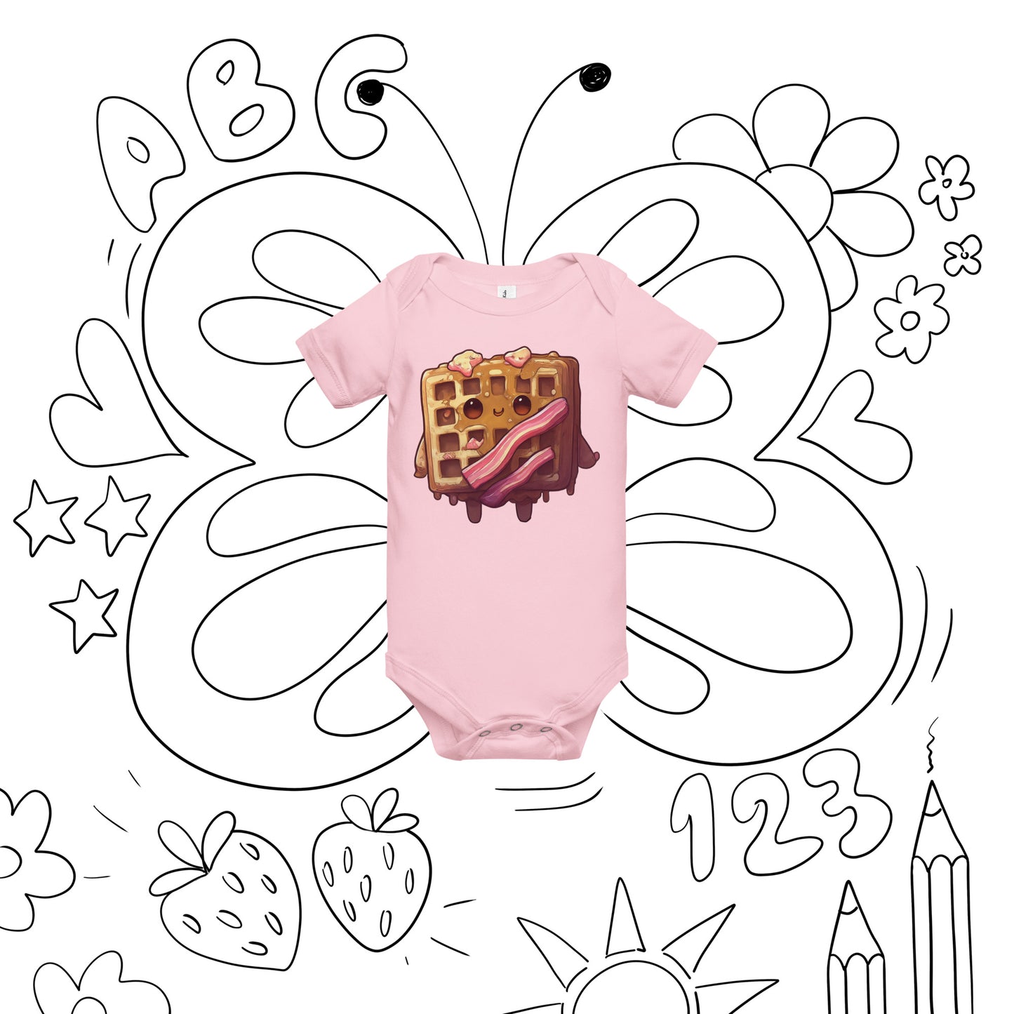 Kawaii Waffle Breakfast Baby short sleeve one piece - Premium T-Shirt from Wanna Freestyle Designs - Just $19.99! Shop now at Wanna Freestyle Designs