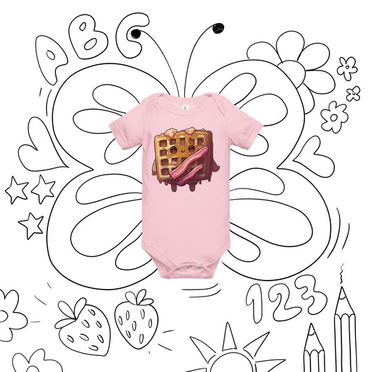 Kawaii Waffle Breakfast Baby short sleeve one piece - Premium T-Shirt from Wanna Freestyle Designs - Just $19.99! Shop now at Wanna Freestyle Designs