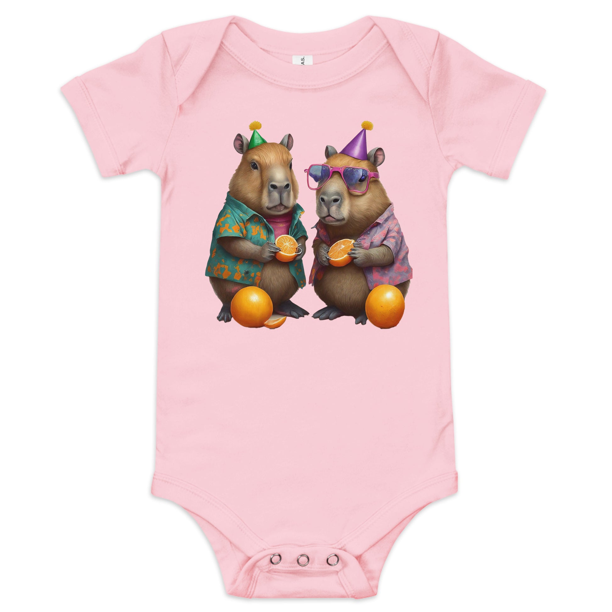 Capybara Party 3 Baby short sleeve one piece - Premium T-Shirt from Wanna Freestyle Designs - Just $19.99! Shop now at Wanna Freestyle Designs