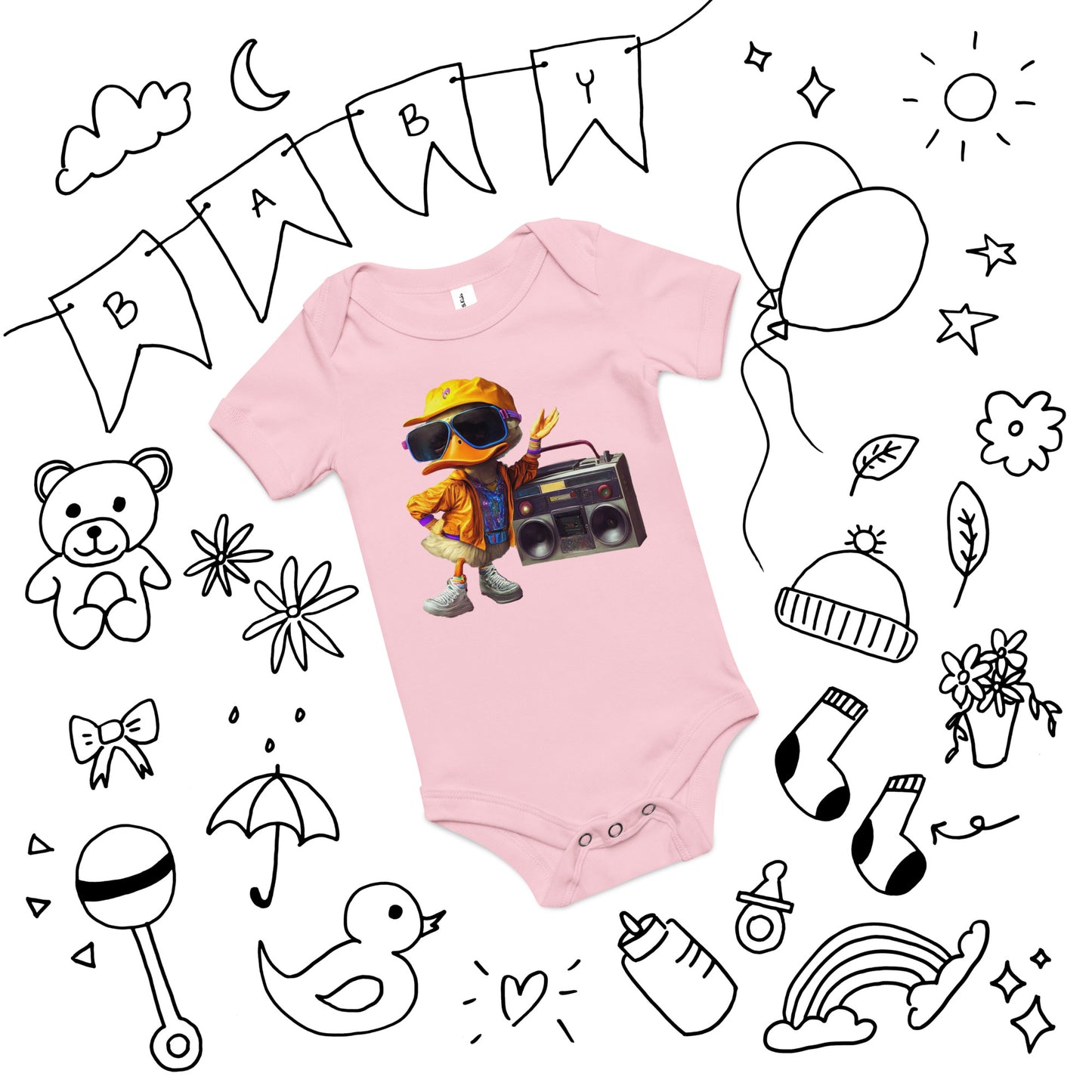 Boom Box Duck Baby short sleeve one piece - Premium T-Shirt from Wanna Freestyle Designs - Just $19.99! Shop now at Wanna Freestyle Designs