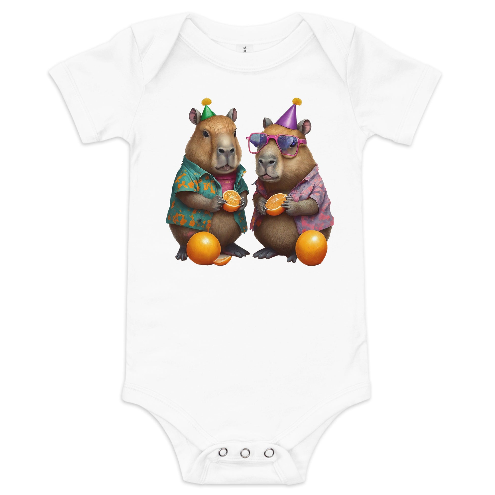 Capybara Party 3 Baby short sleeve one piece - Premium T-Shirt from Wanna Freestyle Designs - Just $19.99! Shop now at Wanna Freestyle Designs