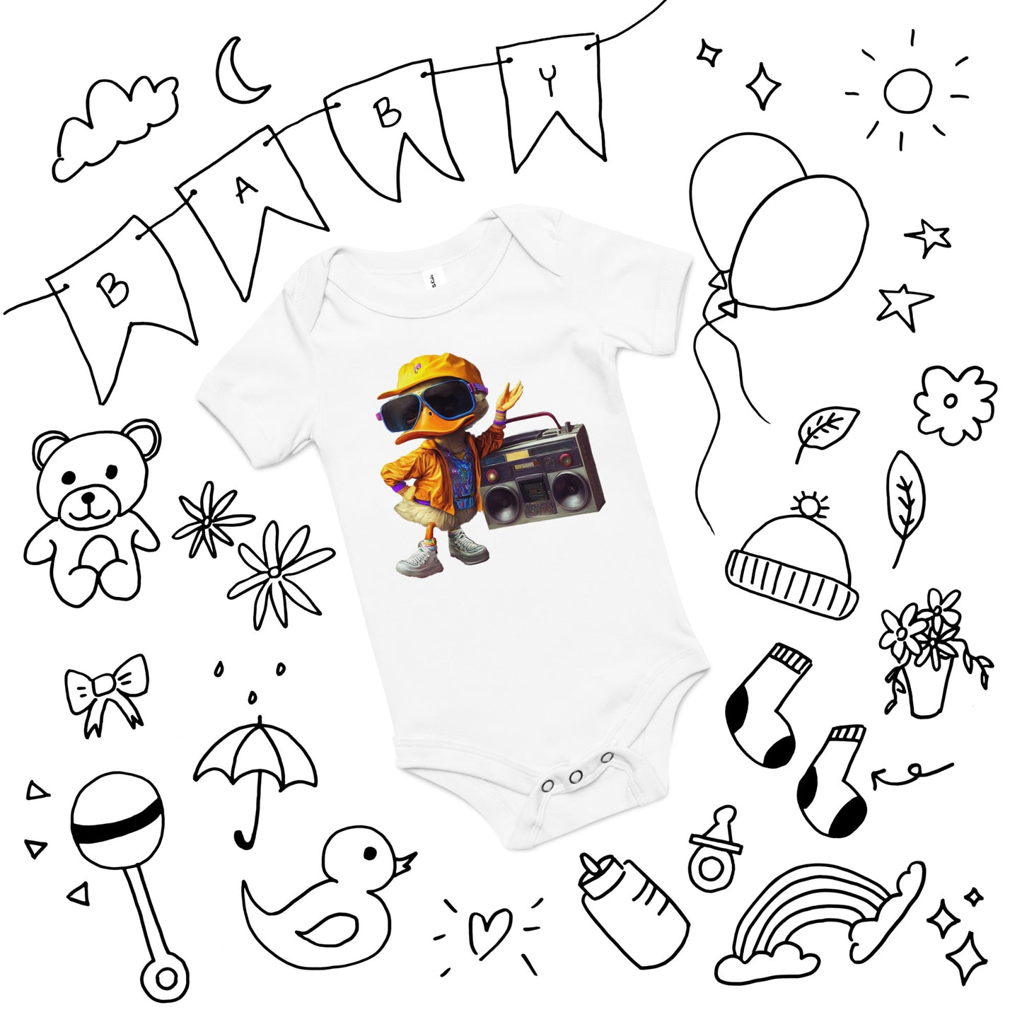 Boom Box Duck Baby short sleeve one piece - Premium T-Shirt from Wanna Freestyle Designs - Just $19.99! Shop now at Wanna Freestyle Designs