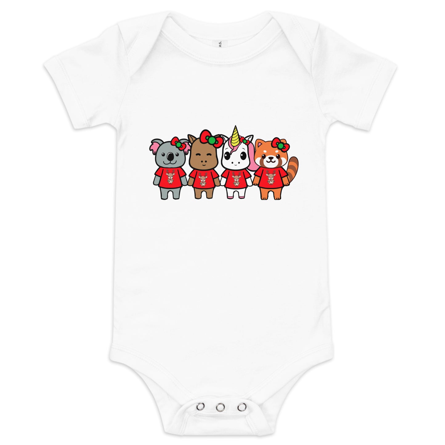 Lil Cappy and Friends Holiday Baby short sleeve one piece - Premium  from Wanna Freestyle Designs - Just $20! Shop now at Wanna Freestyle Designs