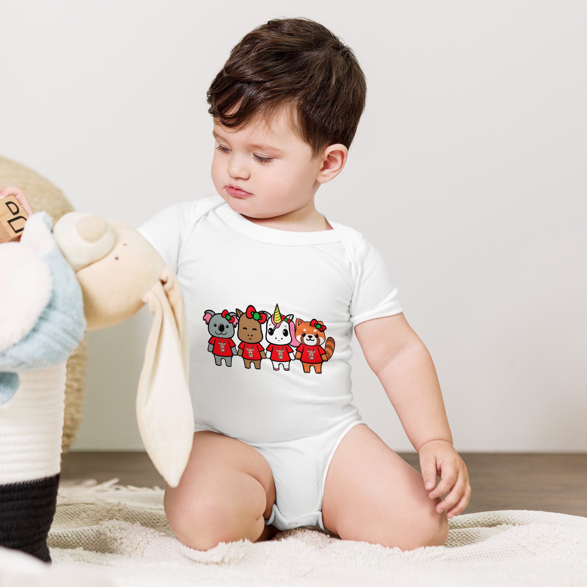 Lil Cappy and Friends Holiday Baby short sleeve one piece - Premium  from Wanna Freestyle Designs - Just $20! Shop now at Wanna Freestyle Designs