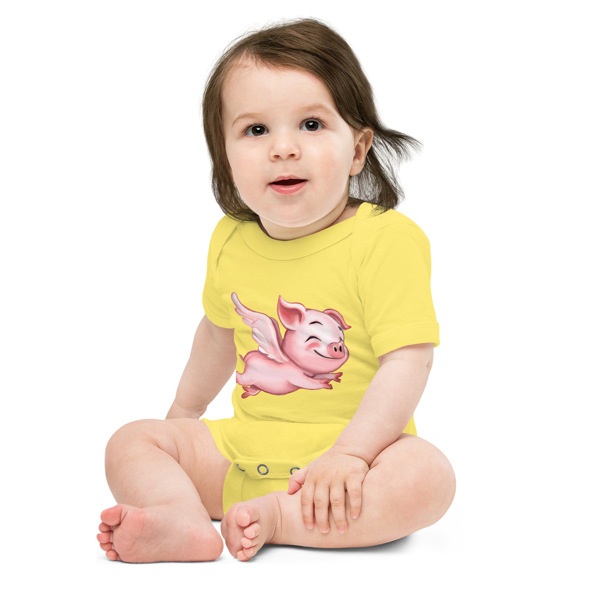 Flying Pig Baby short sleeve one piece - Premium T-Shirt from Wanna Freestyle Designs - Just $19.99! Shop now at Wanna Freestyle Designs