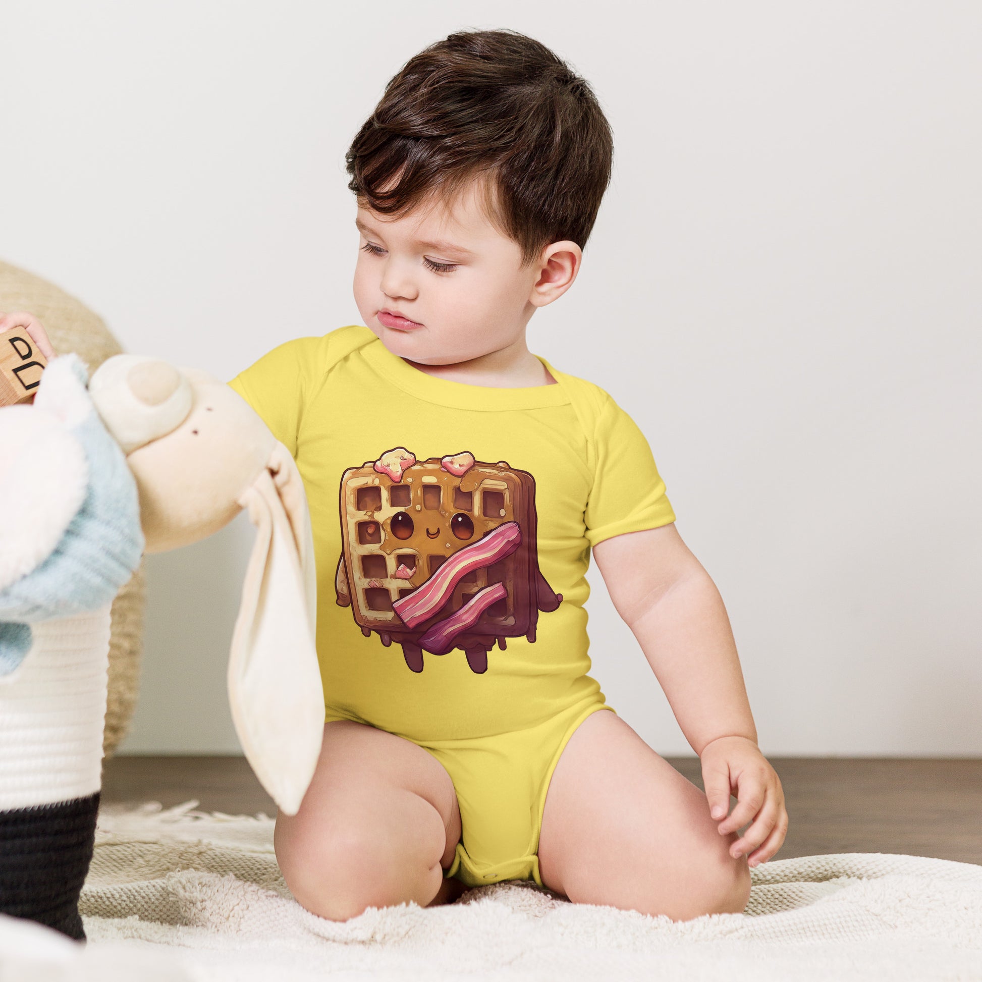 Kawaii Waffle Breakfast Baby short sleeve one piece - Premium T-Shirt from Wanna Freestyle Designs - Just $19.99! Shop now at Wanna Freestyle Designs