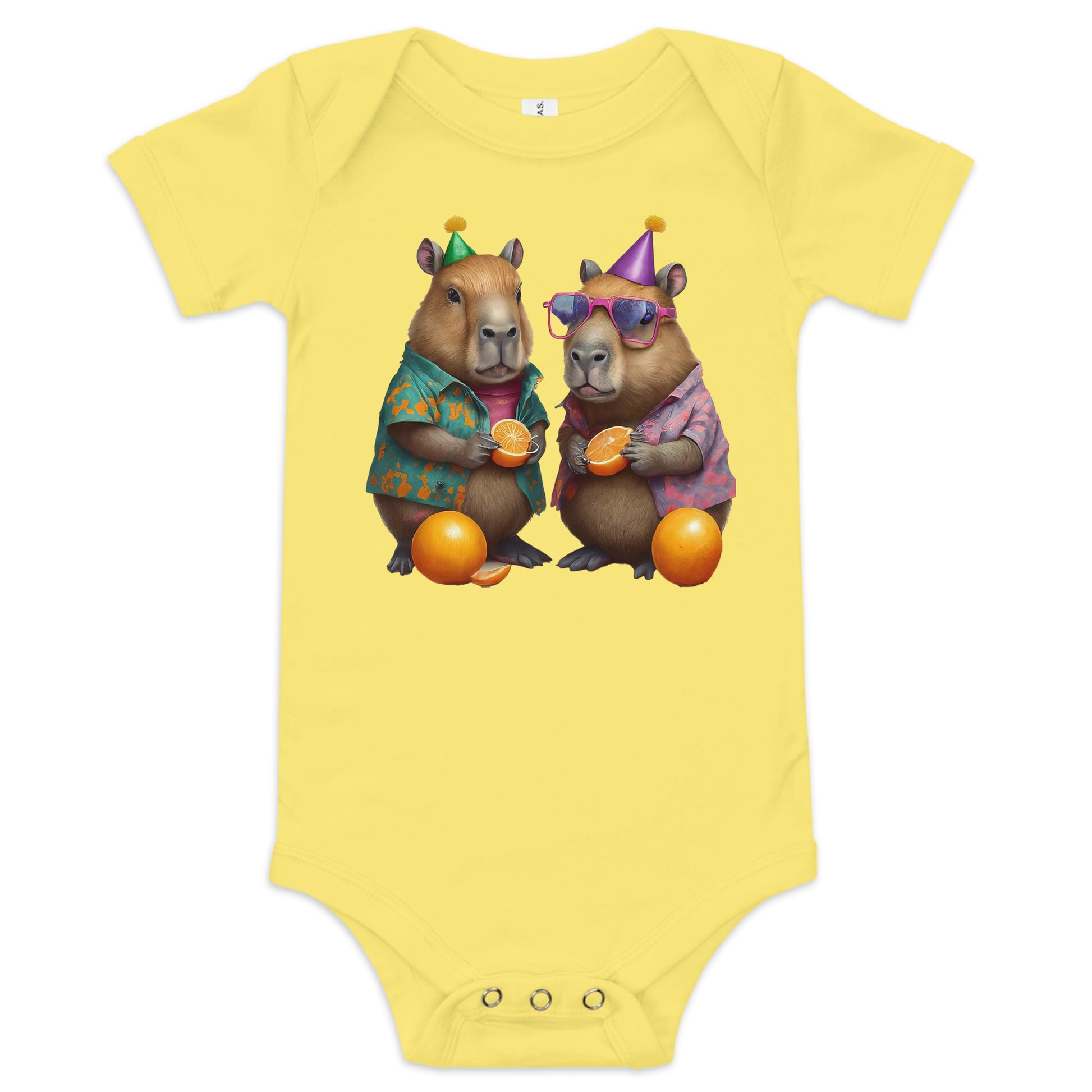 Capybara Party 3 Baby short sleeve one piece - Premium T-Shirt from Wanna Freestyle Designs - Just $19.99! Shop now at Wanna Freestyle Designs