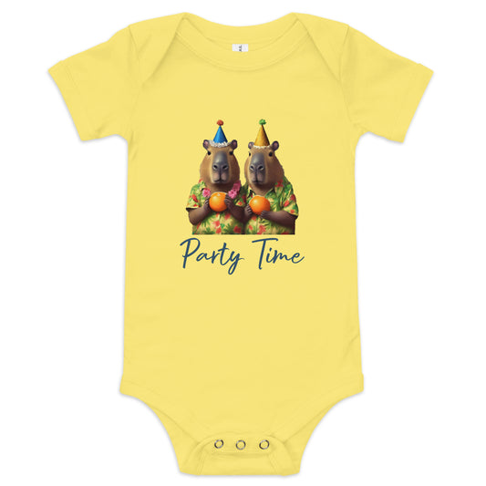 Capybara Party 2 Baby short sleeve one piece - Premium T-Shirt from Wanna Freestyle Designs - Just $19.99! Shop now at Wanna Freestyle Designs