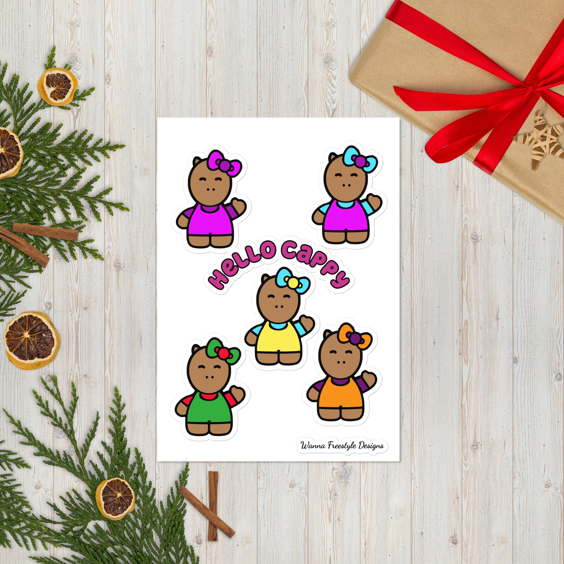 Hello Cappy Sticker sheet - Premium  from Wanna Freestyle Designs - Just $6! Shop now at Wanna Freestyle Designs