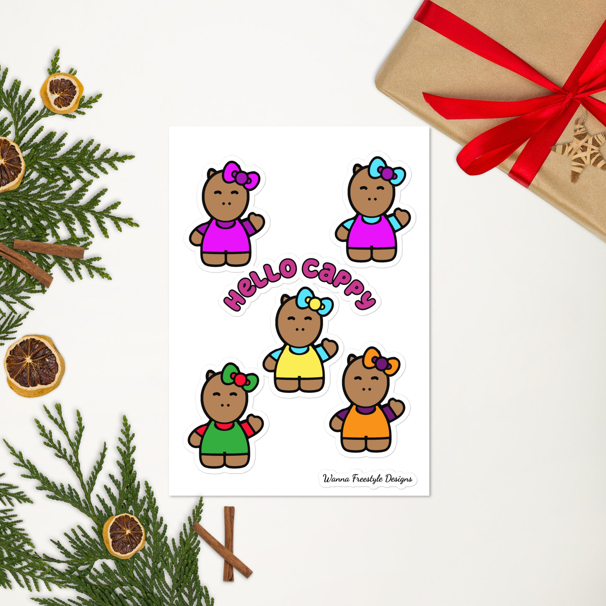 Hello Cappy Sticker sheet - Premium  from Wanna Freestyle Designs - Just $6! Shop now at Wanna Freestyle Designs