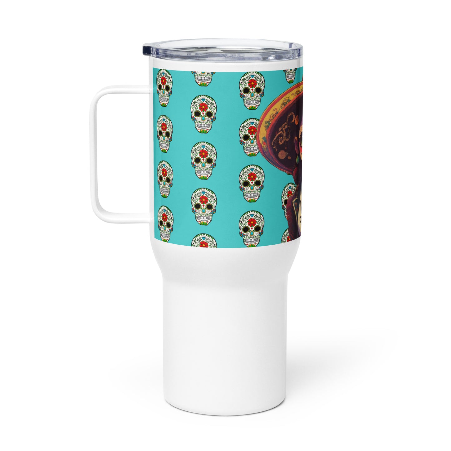 Wanna Freestyle Dia De Los Muertes Travel mug with a handle - Premium tumbler from Wanna Freestyle Designs - Just $25! Shop now at Wanna Freestyle Designs