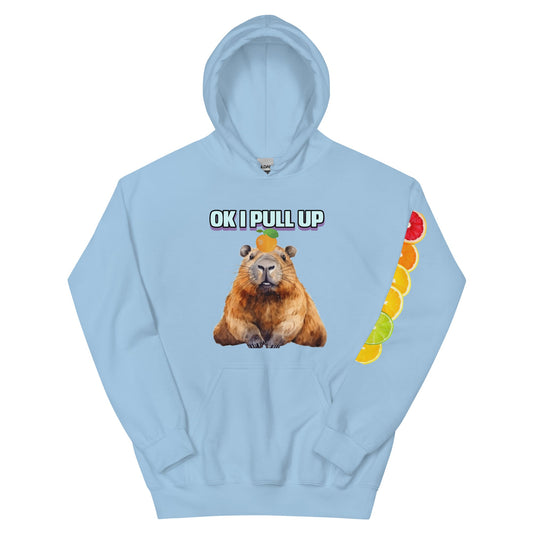 Ok I Pull Up with this Capybara with oranges x sleeve Hoodie - Premium T-Shirt from Wanna Freestyle - Just $40! Shop now at Wanna Freestyle