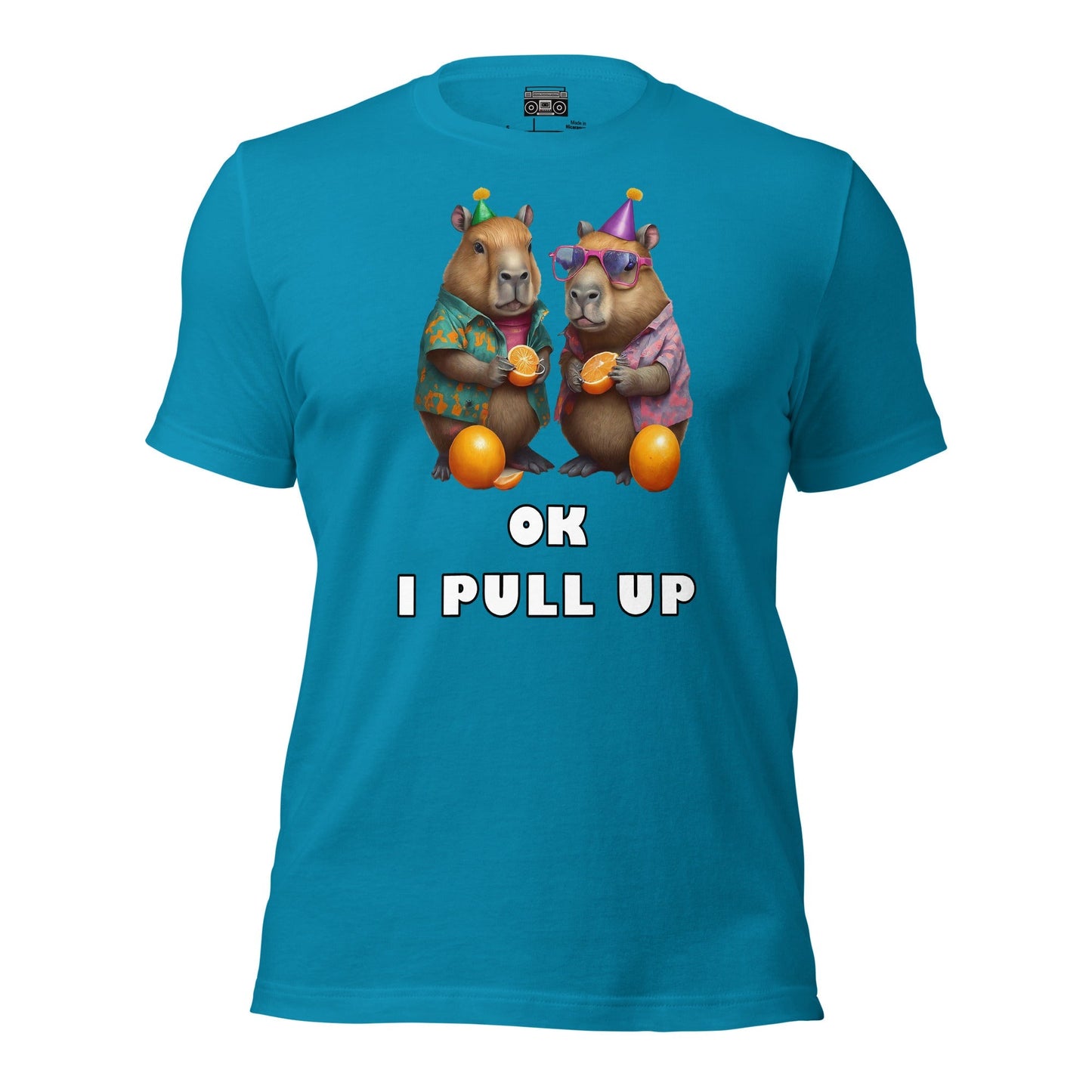 OK I Pull Up Capybara Party 5 Unisex Short Sleeve t-shirt - Premium T-Shirt from Wanna Freestyle - Just $19.99! Shop now at Wanna Freestyle