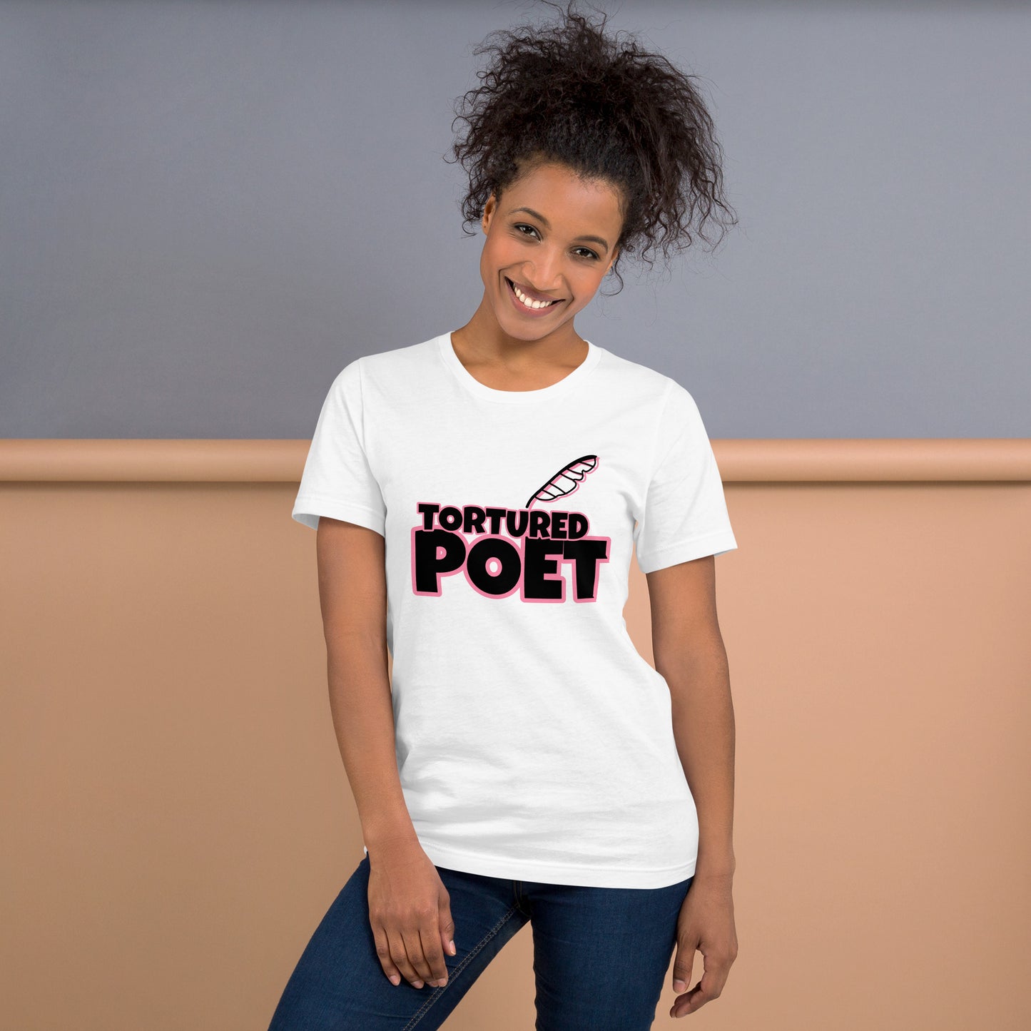 Tortured Poet Pink Unisex t-shirt - Premium  from Wanna Freestyle Designs - Just $22.99! Shop now at Wanna Freestyle Designs