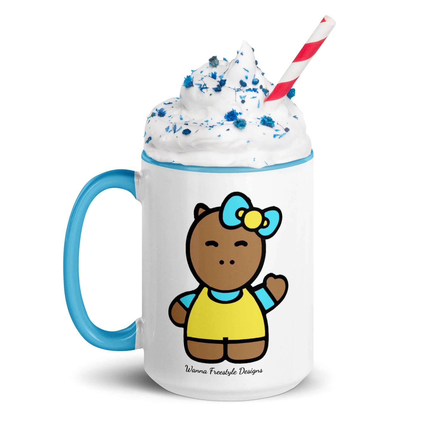 Lil Cappy Turquoise Mug with Color Inside - Premium Mug from Wanna Freestyle Designs - Just $12! Shop now at Wanna Freestyle Designs