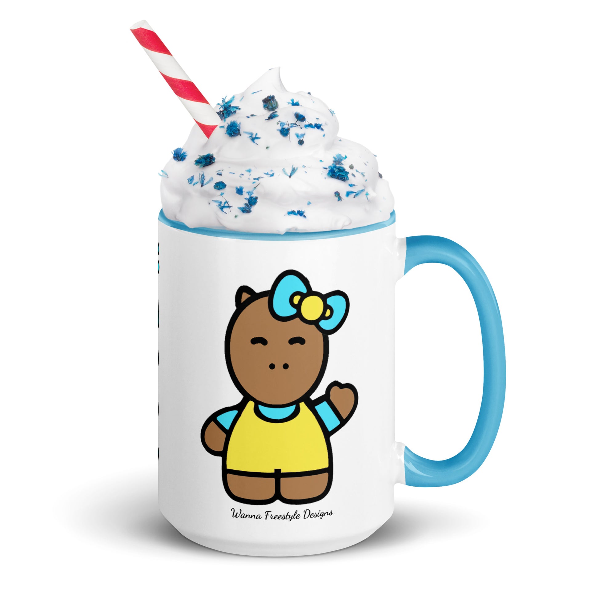 Lil Cappy Turquoise Mug with Color Inside - Premium Mug from Wanna Freestyle Designs - Just $12! Shop now at Wanna Freestyle Designs