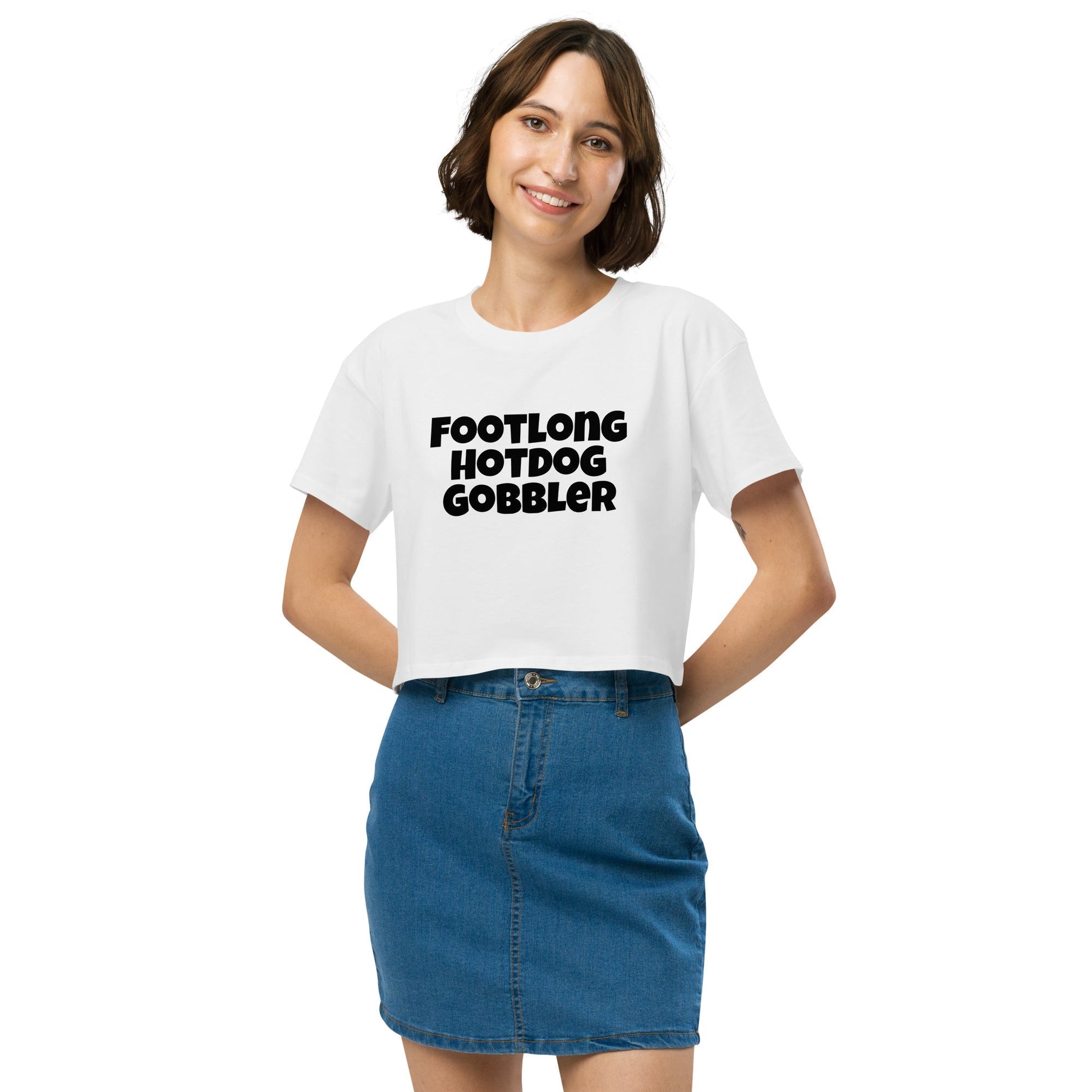 Footlong Hotdog Gobbler Women’s crop top - Premium T-Shirt from Wanna Freestyle Designs - Just $22.95! Shop now at Wanna Freestyle Designs