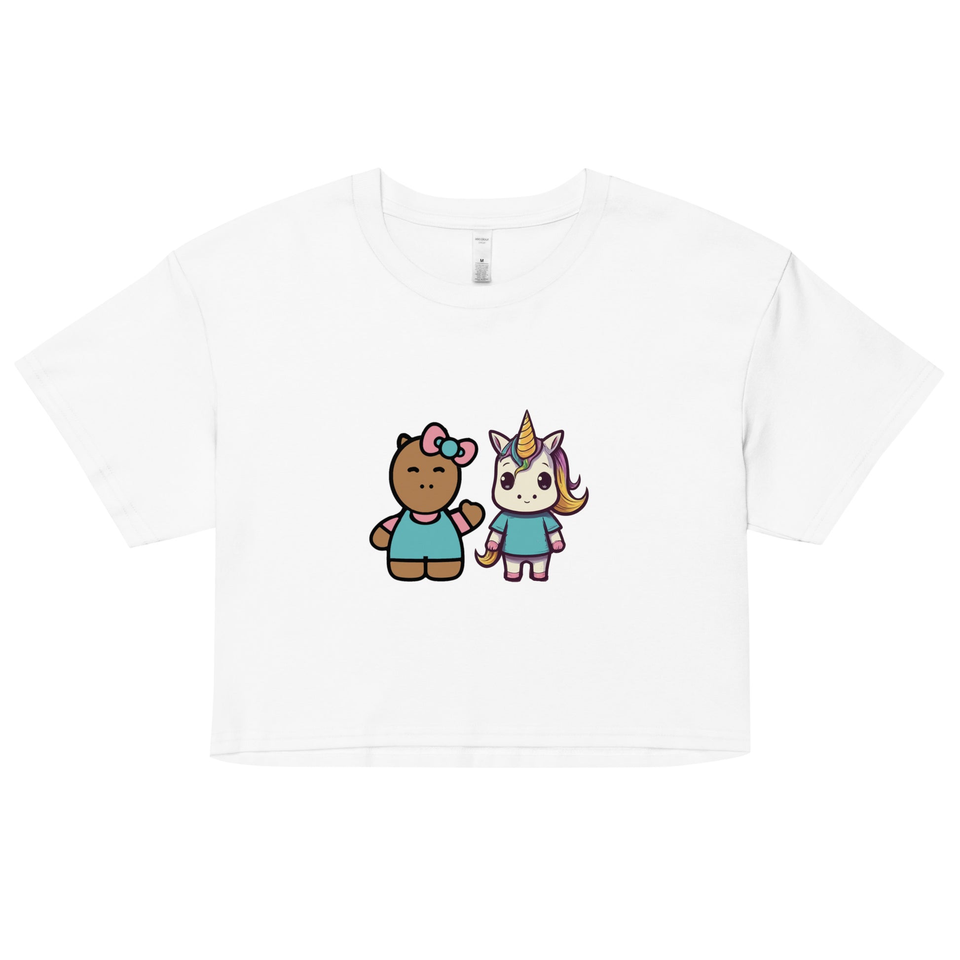 Hello Cappy and Lil Unicorn Women’s crop top - Premium  from Wanna Freestyle Designs - Just $27.99! Shop now at Wanna Freestyle Designs