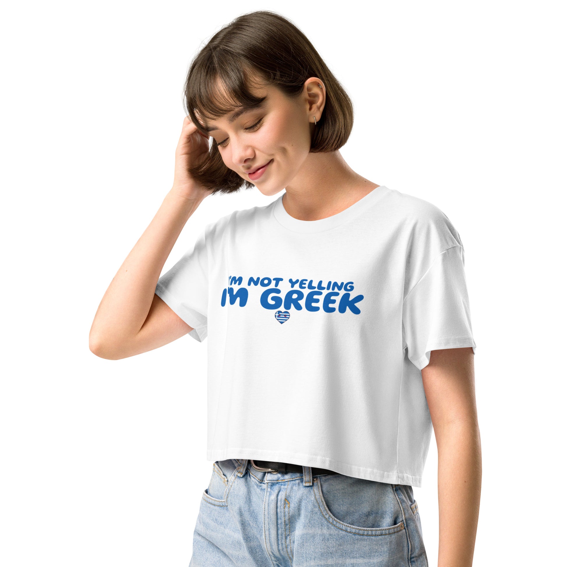 I'm not yelling I'm greek Women’s crop top - Premium T-Shirt from Wanna Freestyle Designs - Just $25! Shop now at Wanna Freestyle Designs