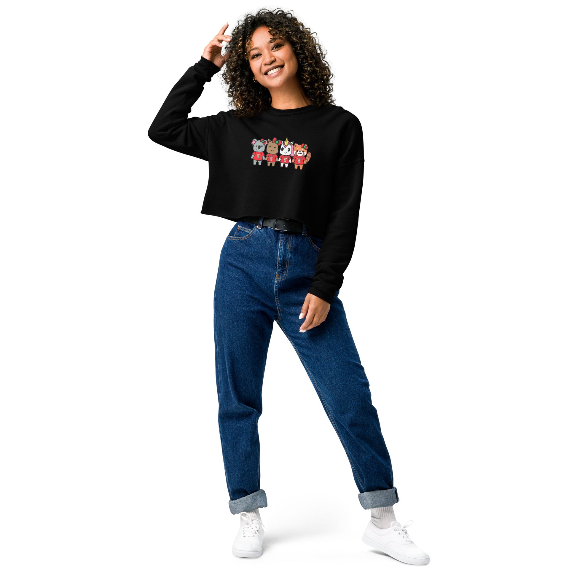 Lil Cappy and Friends Holiday Crop Sweatshirt - Premium  from Wanna Freestyle Designs - Just $45! Shop now at Wanna Freestyle Designs