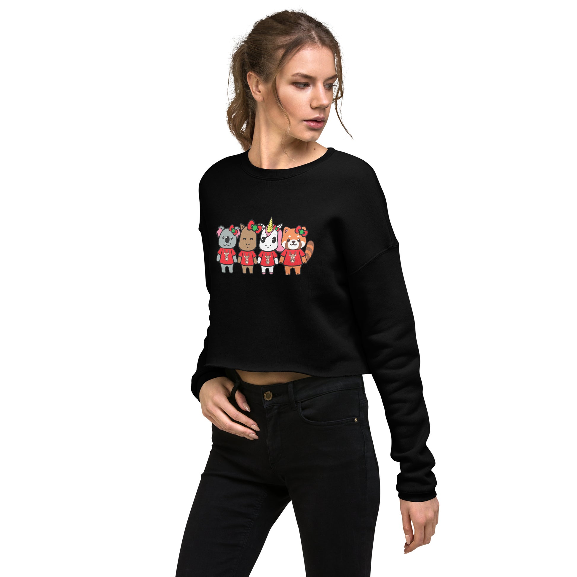 Lil Cappy and Friends Holiday Crop Sweatshirt - Premium  from Wanna Freestyle Designs - Just $45! Shop now at Wanna Freestyle Designs