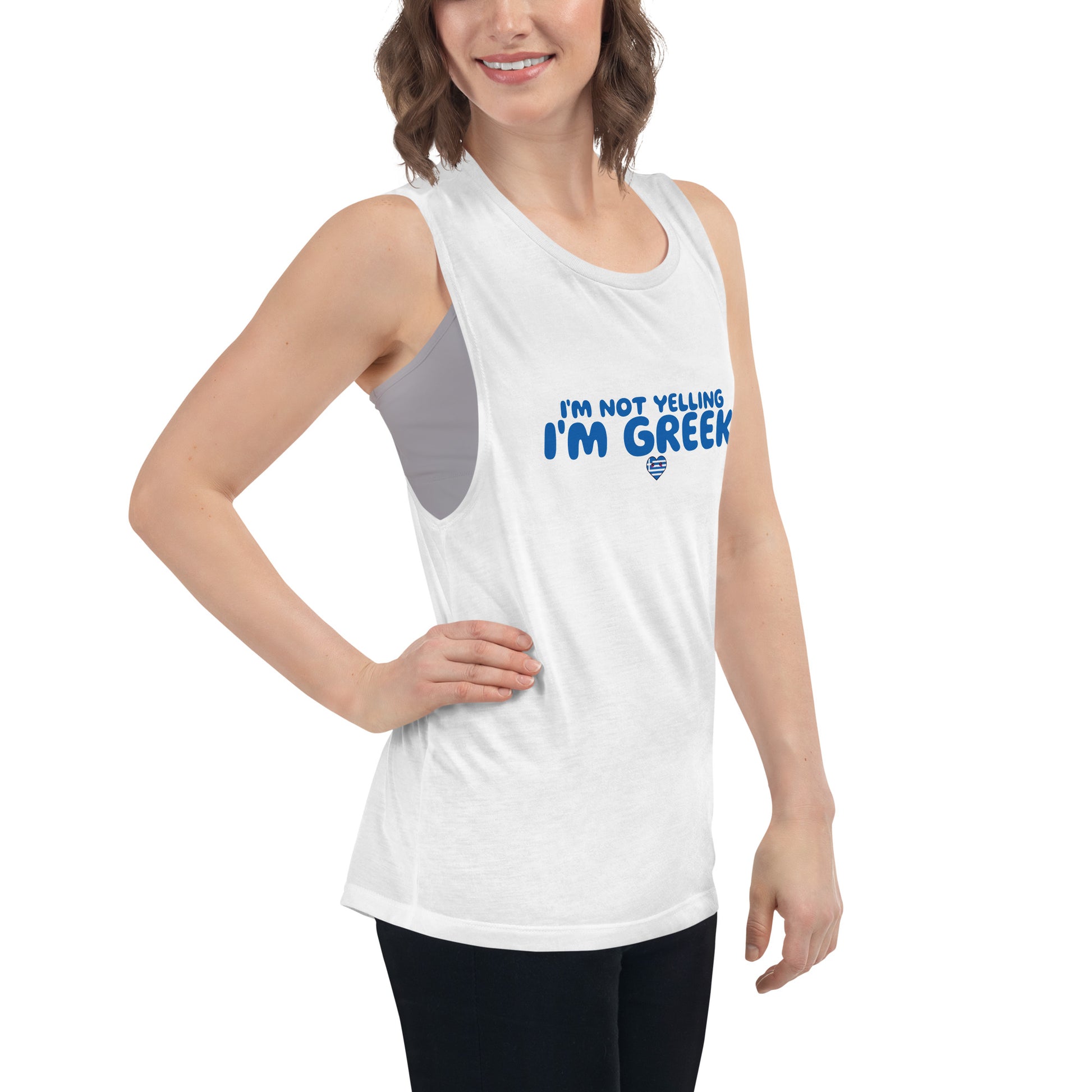 I'm not yelling I'm greek Ladies’ Muscle Tank - Premium  from Wanna Freestyle Designs - Just $25! Shop now at Wanna Freestyle Designs